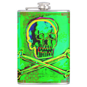 Petaca Calavera Cráneo Arte NFT pGeek Verde Rojo