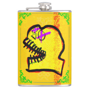Petaca Calavera Cráneo pGeek Arte NFT Amarillo Negro Púrp