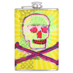 Petaca Calavera Cráneo pgeek Arte NFT Amarillo Verde rojo