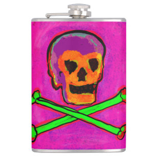 Petaca Calavera Cráneo pGeek Arte NFT Púrpura Rosa Verde