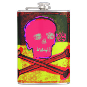 Petaca Calavera Cráneo pgeek Arte NFT Rojo Negro Amarillo