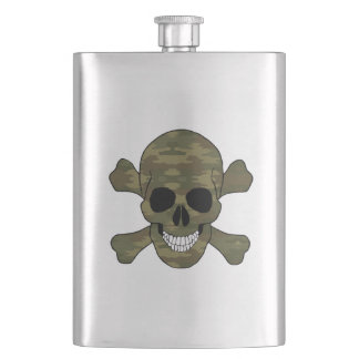 Petaca Calavera De Camuflaje Y Matraz De Hueso