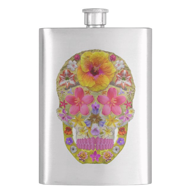 Petaca Calavera de flores 4 - Tropical (Anverso)