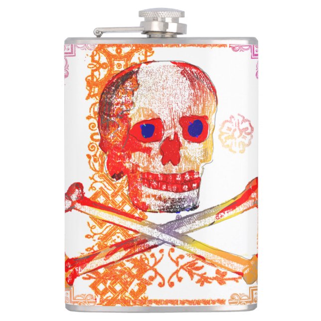 Petaca Calavera Skull pGeek Arte NFT Naranja Blanco Ojo A (Anverso)
