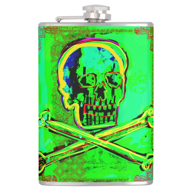 Petaca Calavera Skull pGeek NFT Art Green Red (Anverso)