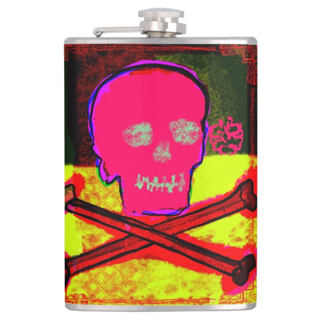 Petaca Calavera Skull pgeek NFT Art Rojo Amarillo Negro (Anverso)