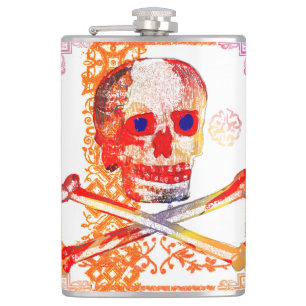 Petaca Calavera Skull pGeek NFT Arte Blanco Naranja Azul