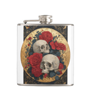 Petaca Calaveras, oro y rosas