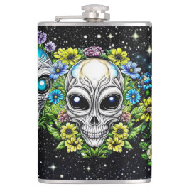 Petaca Calaveras y flores extraterrestre para extranjeros