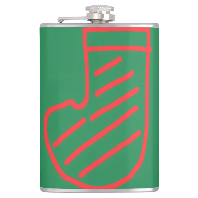 Petaca Calcetín de Navidad verde sobre verde (Anverso)