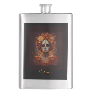 Petaca Caléndula personalizada Catrina Día de los Muertos