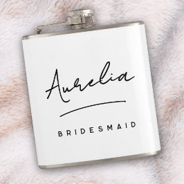 Petaca Caligrafía personalizada Nombre Bachelorette rosa