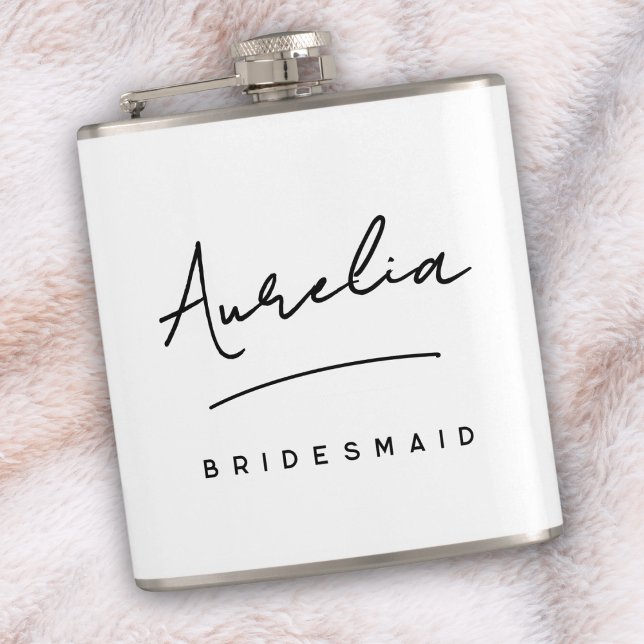 Petaca Caligrafía personalizada Nombre Bachelorette rosa (Subido por el creador)