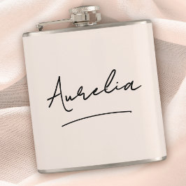 Petaca Caligrafía Personalizada Nombre Rosa Despedida de