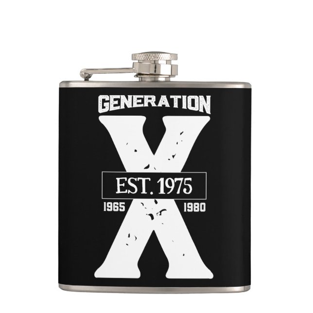 Petaca Calzado de vinilo personalizado de generación X (Anverso)