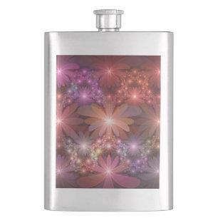 Petaca Cama De Flores Colorido Brillante Arte Fractal Abs