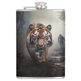 Petaca Caminando viejo bosque surrealista negro y tigre n