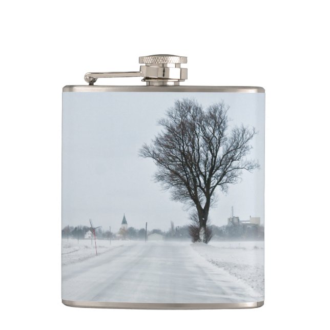 Petaca Camino de invierno rural (Anverso)