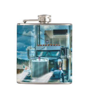 Petaca Camión y autopista de ganado azul para los amantes