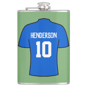 Petaca Camisa de fútbol azul con máscara de nombre y núme
