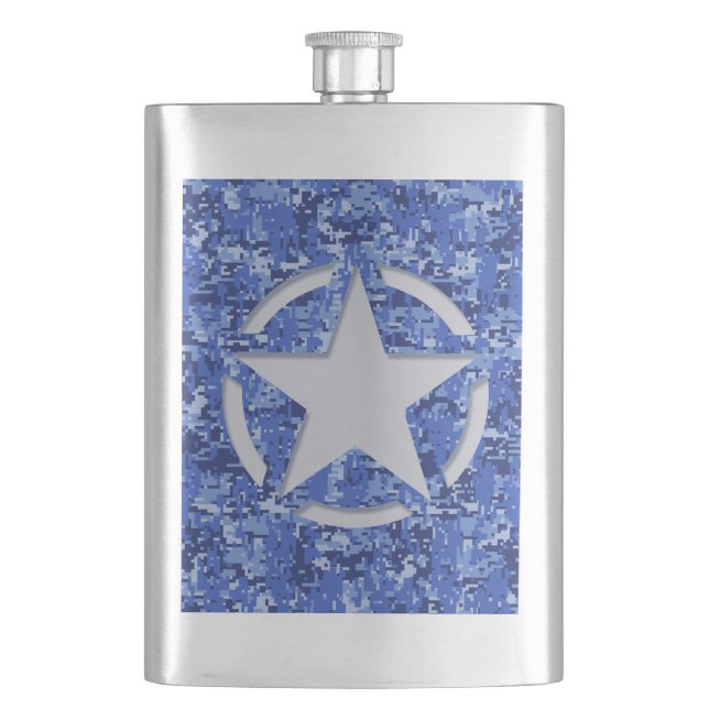 Petaca Camo digital azul de la Marina de Guerra Esténcil (Anverso)