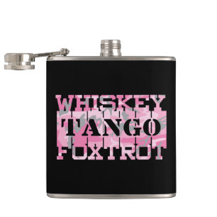 Petaca Camo rosa del tango Foxtrot del Whiskey del ejérci