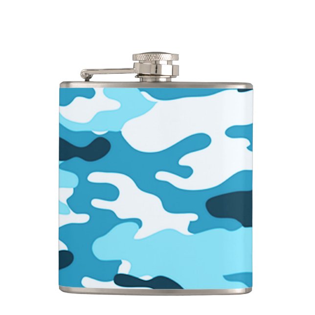 Petaca Camuflaje azul| Matraz envuelto de vinilo (Anverso)