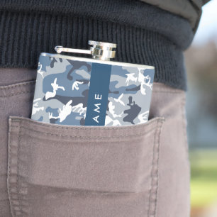 Petaca Camuflaje Azul Nieve de Invierno Personaliza tu no