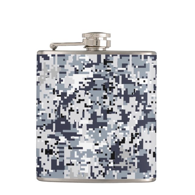 Petaca Camuflaje digital gris plateado estilo urbano (Anverso)