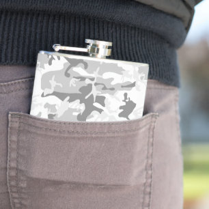 Petaca Camuflaje gris de nieve en invierno, ejército, ejé