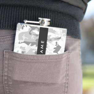 Petaca Camuflaje gris de nieve en invierno Tu nombre pers