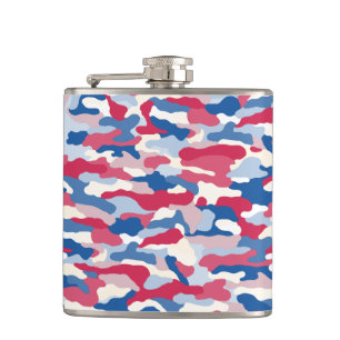 Petaca Camuflaje rojo blanco y azul de 6 oz.