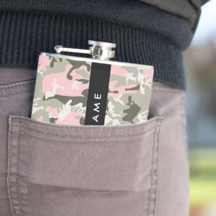 Petaca Camuflaje Rosa y Verde Personaliza tu nombre