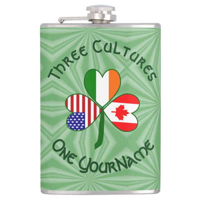 Petaca Canadá Irlanda Estados Unidos Bandera Shamrock per (Anverso)