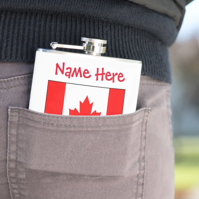 Petaca Canadá Nieve Bandera Canadiense Personalización Ro (In Situ)
