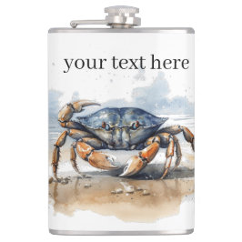 Petaca cangrejo caminando por la playa, personalizable