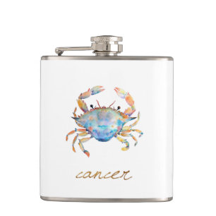 Petaca Cangrejo del cáncer de la acuarela