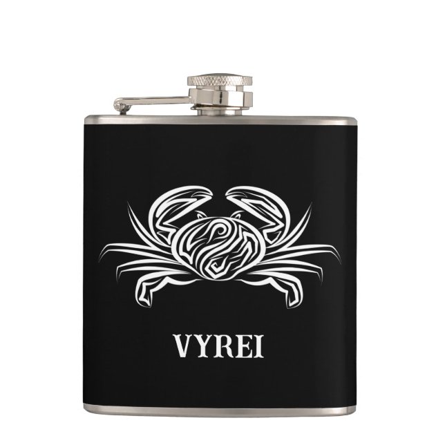 Petaca Cangrejo tribal blanco y negro (Anverso)