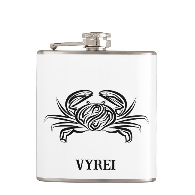 Petaca Cangrejo tribal blanco y negro (Anverso)