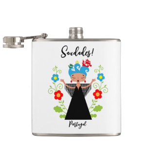 Petaca Cantante de fado con barcos de caravanas portugues