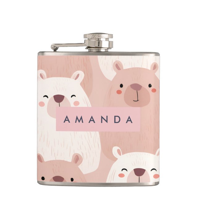 Petaca Capibara Adorable Pastel Personalizado (Anverso)
