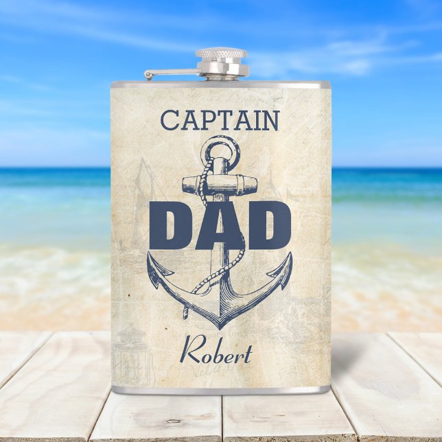 Petaca Capitán de ancla náutica personalizado (Great gift for Captain Dad for birthdays, Father's Day, Christmas, or any occasion!)