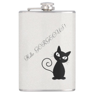 Petaca Caprichoso Gato Negro Mágico Brillante-Hola Hermos