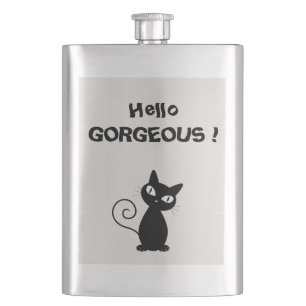 Petaca Caprichoso Gato Negro Mágico Brillante-Hola Hermos