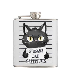 Petaca Captura de pantalla de gato negro divertido y lind