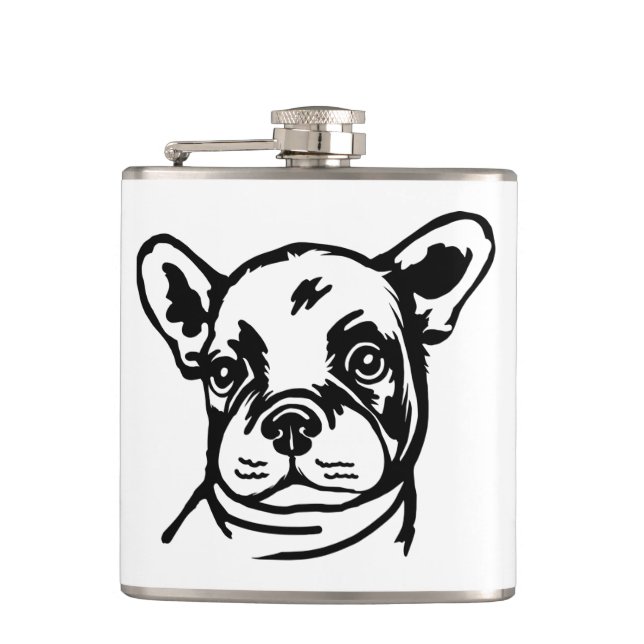 Petaca Cara de cachorro de perro toro francés (Anverso)