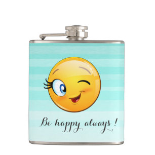 Petaca Cara de Emoji guiñando adorable - Sé feliz siempre