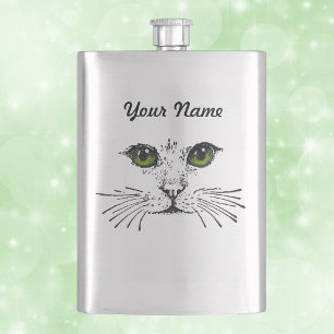 Petaca Cara de Gato Ojos Verdes Bigotes
