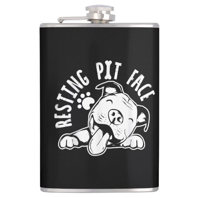 Petaca Cara de Pit en Reposo  Meme Divertido de Perro Pit (Anverso)
