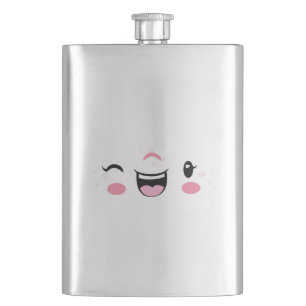 Petaca Cara de roca de Kawaii con guiño de guiño